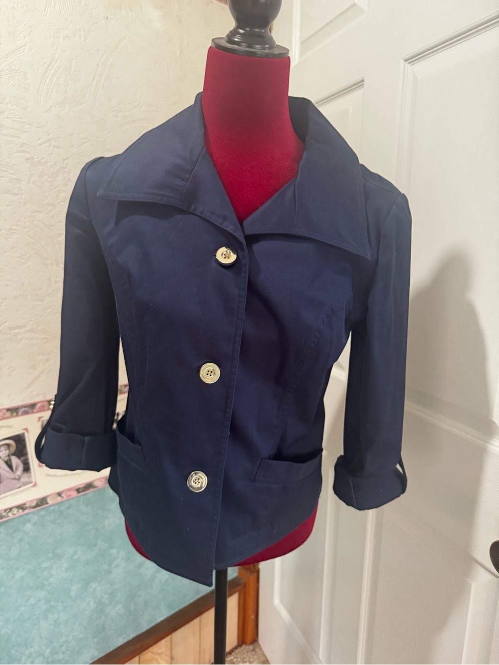 Charter Club Navy Women's Button-Front Jacket